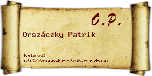 Orszáczky Patrik névjegykártya