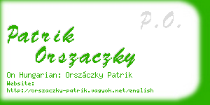 patrik orszaczky business card